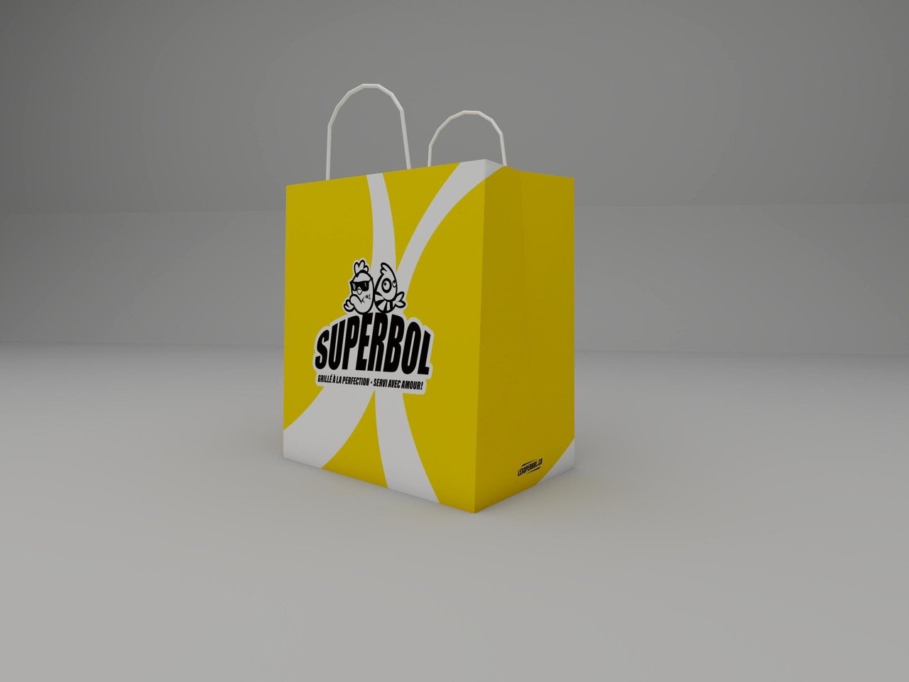 A branded paper bag.